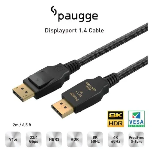Görüntü Paugge Vesa Sertifikalı 2m Displayport 1.4 Kablo (ENTDP1420) Tem Teknoloji 13