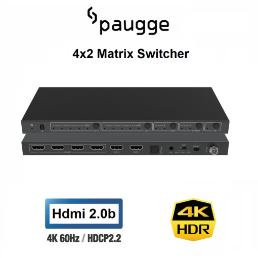 Görüntü Paugge 4×2 HDMI Matrix Switcher – Hdmi 2.0b 4K60Hz HDR EDID ARC Tem Teknoloji 11