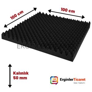 Akustik Ses Yalıtımı Akustik Yumurta Sünger Yanmaz (50 mm, 100×100 cm) Tem Teknoloji