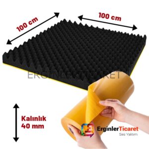 Akustik Ses Yalıtımı Yanmaz Akustik Yumurta Süngeri 40mm 50Dns 100cm X 100cm Tem Teknoloji