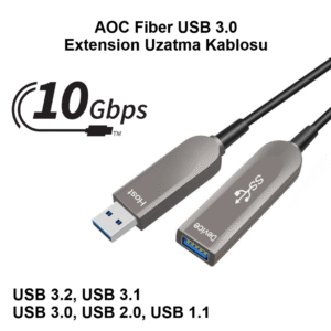 Kablolar Paugge USB 3.0 AOC Fiber Extension Uzatma Kablosu – 20m Tem Teknoloji