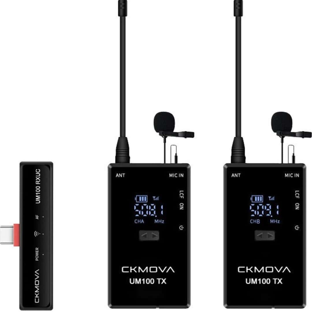 CKMOVA UM100 Kit-4 Ultra Kompakt Type-C Girişli 1 Alıcı 2 vericili UHF Kablosuz Yaka Mikrofon Seti CKMOVA UM100 Kit-4 Ultra Kompakt Type-C Girişli 1 Alıcı 2 vericili UHF Kablosuz Yaka Mikrofon Seti 1