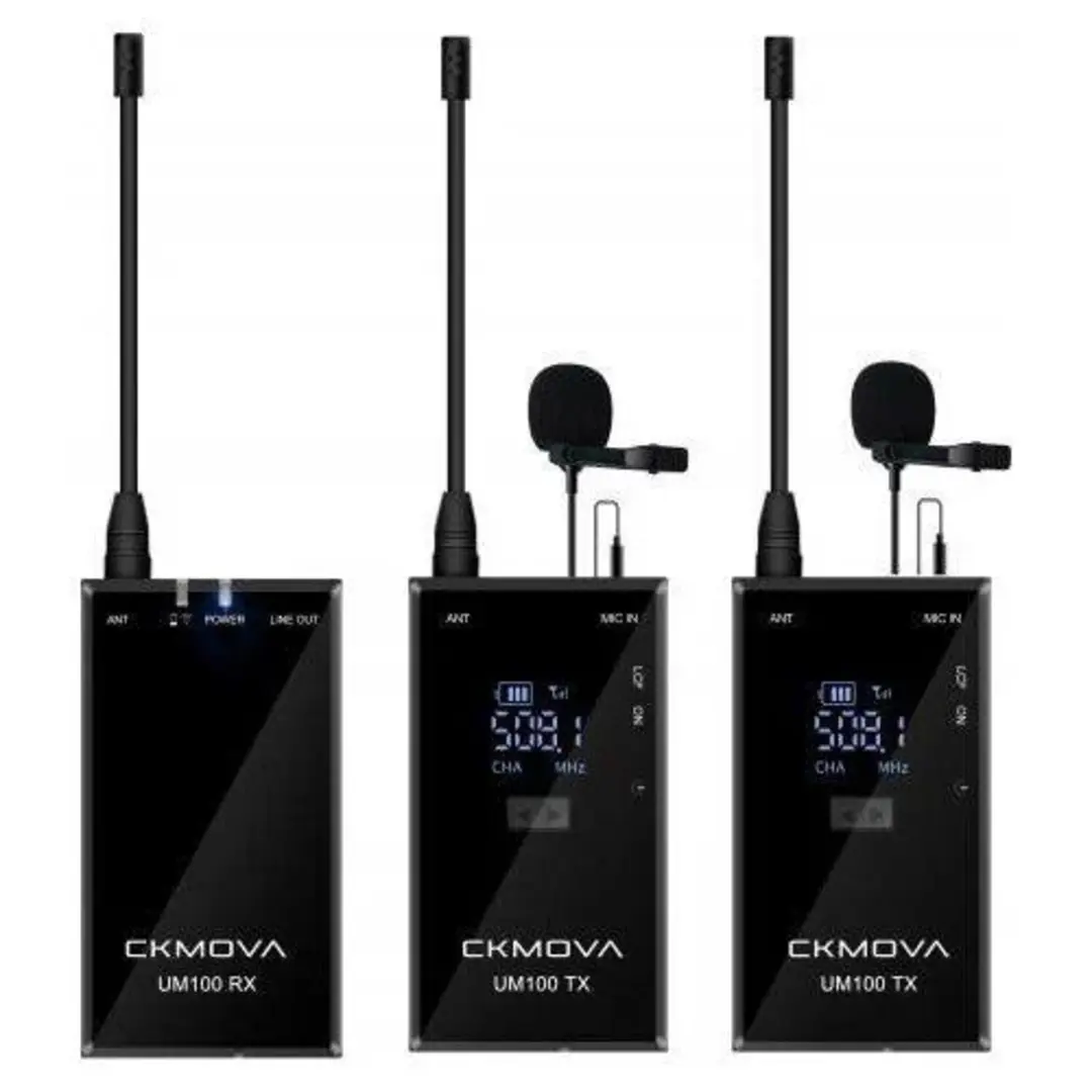 Ckmova UM100 Kit 2 UltraCompact 3.5mm Çıkış 2.4GHz Çift Kanallı Kablosuz Mikrofon Ckmova UM100 Kit 2 UltraCompact 3.5mm Çıkış 2.4GHz Çift Kanallı Kablosuz Mikrofon 1